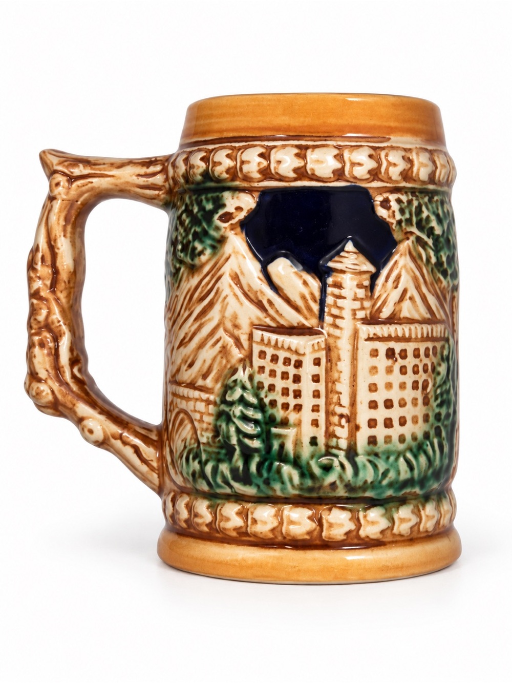 Vintage Japanese Ceramic Relief Mug Stein – Made in Japan